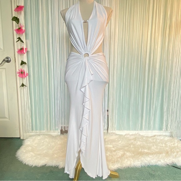 Rare Off-white Open back Ruffle Maxi Dress NWT - Picture 3 of 17